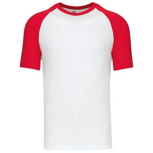 Kariban K330 - BASE BALL > T-SHIRT BICOLORE MANCHES COURTES Blanc/Rouge