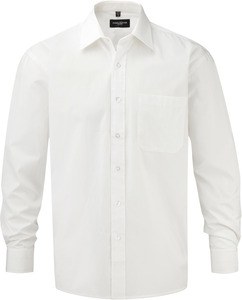 Russell Collection RU936M - Chemise En Popeline Pur Coton Homme Manches Longues Blanc