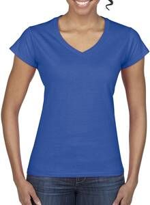 Gildan 64V00L - T-Shirt Femme Col V 100% Coton Bleu Royal
