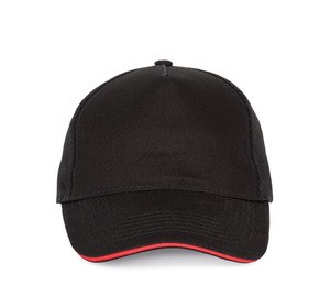 K-up KP124 - CASQUETTE AVEC SANDWICH CONTRASTÉ - 5 PANNEAUX Noir-Rouge