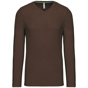 Kariban K358 - T-SHIRT COL V MANCHES LONGUES Chocolat