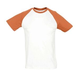SOL'S 11190 - Funky Tee Shirt Homme Bicolore Manches Raglan Blanc / Orange