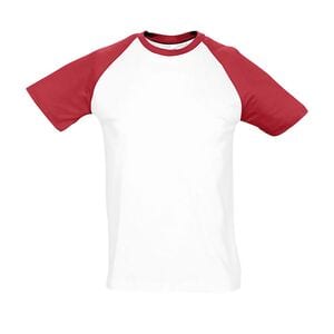 SOL'S 11190 - Funky Tee Shirt Homme Bicolore Manches Raglan Blanc/Rouge