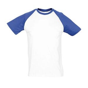 SOL'S 11190 - Funky Tee Shirt Homme Bicolore Manches Raglan Blanc / Royal