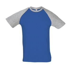 SOL'S 11190 - Funky Tee Shirt Homme Bicolore Manches Raglan Gris chiné / Royal