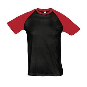 SOL'S 11190 - Funky Tee Shirt Homme Bicolore Manches Raglan Noir / Rouge