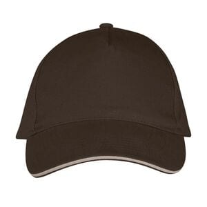 SOL'S 00594 - LONG BEACH Casquette 5 Panneaux Chocolat / Beige