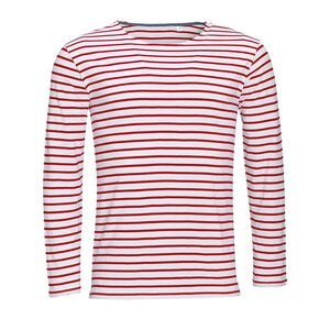 SOL'S 01402 - MARINE MEN Tee Shirt Homme Manches Longues Rayé Blanc/Rouge