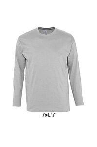 SOL'S 11420 - MONARCH Tee Shirt Homme Col Rond Manches Longues Gris Chiné