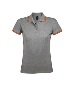 SOL'S 00578 - PASADENA WOMEN Polo Femme Gris chiné / orange