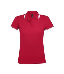 SOL'S 00578 - PASADENA WOMEN Polo Femme Rouge / Blanc