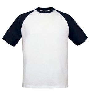 B&C BC231 - T-Shirt Enfant À Manches Raglan Blanc/Navy