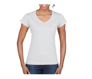 Gildan GN647 - T-Shirt Femme Col V 100% Coton Blanc