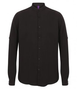 Henbury H592 - Mandarin Roll Sleeve Anti-Bac Wicking Shirt Noir
