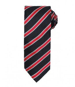 Premier PR783 - Waffle Stripe Tie Noir/Rouge