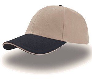 Atlantis AT003 - Casquette 6 Panneaux Sandwich Natural/Navy