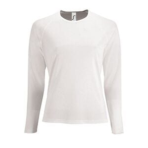 SOL'S 02072 - Sporty Lsl Women Tee Shirt Sport Femme Manches Longues Blanc