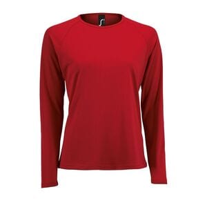 SOL'S 02072 - Sporty Lsl Women Tee Shirt Sport Femme Manches Longues Rouge
