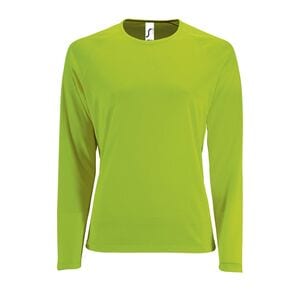 SOL'S 02072 - Sporty Lsl Women Tee Shirt Sport Femme Manches Longues Vert fluo