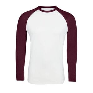 SOL'S 02942 - Funky Lsl Tee Shirt Homme Bicolore Manches Longues Raglan White/Burgundy