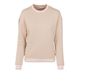 BUILD YOUR BRAND BY105 - Sweat femme bandes contrastées Light Rose / White
