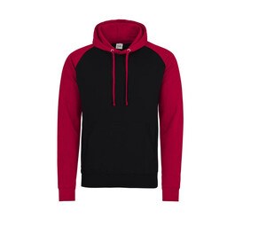 AWDIS JUST HOODS JH009 - Sweat Baseball Jet Black / Fire Red