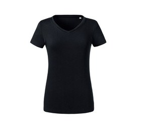 RUSSELL RU103F - T-shirt organique col V femme Noir