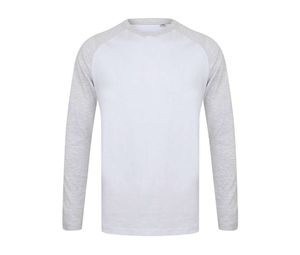 SF Men SF271 - Tee-shirt baseball manches longues White / Heather Grey