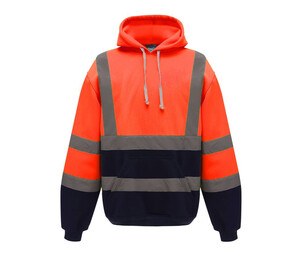 YOKO YKK05 - Sweat capuche haute visibilité Hi Vis Orange/Navy