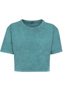 Build Your Brand BY054 - T-shirt Crop Top femme Acid teal black