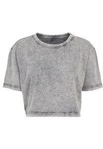 Build Your Brand BY054 - T-shirt Crop Top femme Acid Grey Black