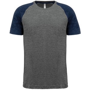 Proact PA4010 - T-shirt Triblend bicolore sport manches courtes adulte Grey Heather / Sporty Navy Heather
