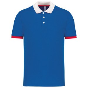 Proact PA489 - Polo piqué performance homme Sporty Royal Blue / White / Red