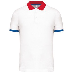 Proact PA489 - Polo piqué performance homme White / Red / Sporty Royal Blue