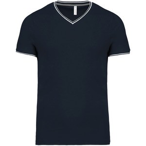 Kariban K374 - T-shirt maille piquée col V homme Navy/ Light Grey/ White