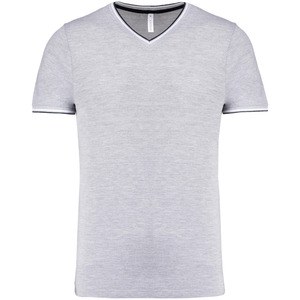 Kariban K374 - T-shirt maille piquée col V homme Oxford Grey / Navy / White