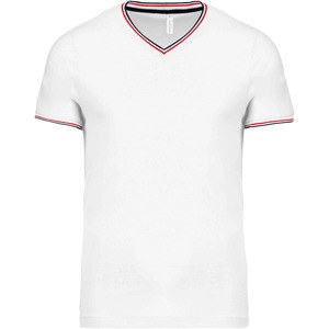 Kariban K374 - T-shirt maille piquée col V homme White / Navy / Red