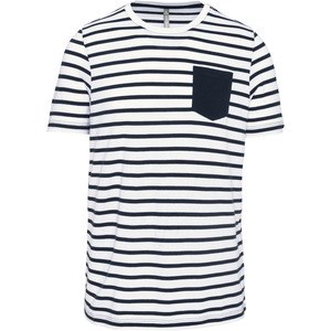 Kariban K378 - T-shirt rayé marin avec poche manches courtes Striped White / Navy