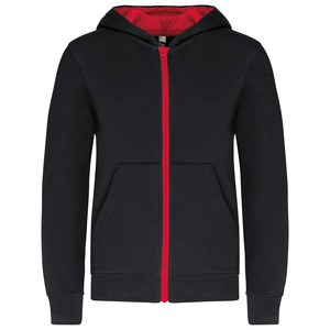 Kariban K486 - Sweat-shirt zippé capuche enfant Noir-Rouge