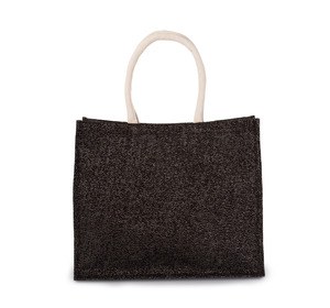 Kimood KI0219 - SAC DE PLAGE EN JUTE Black / Silver