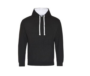 AWDIS JH003 - Sweat Capuche Contrastée Jet Black / Arctic White