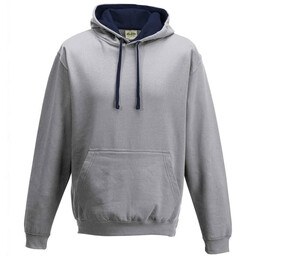 AWDIS JH003 - Sweat Capuche Contrastée Heather Grey/French Navy