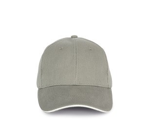 K-up KP198 - Casquette en coton bio avec visière sandwich contrastée - 6 panneaux Metal Grey / White