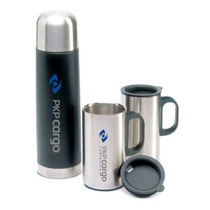 GiftRetail KC2694 - ISOSET Bouteille thermos 2 tasses Noir