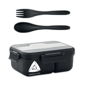 GiftRetail MO6646 - MAKAN Lunch box et couverts en PP Noir
