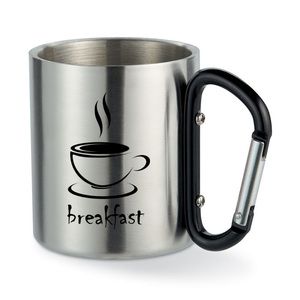 GiftRetail MO8313 - TRUMBO Mug acier et anse mousqueton. Noir