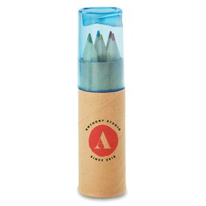 GiftRetail MO8580 - PETIT LAMBUT Tube de 6 crayons de couleur Transparent Blue