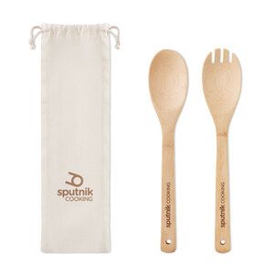 GiftRetail MO9903 - MAYEN SET Couverts à salade en bambou Beige