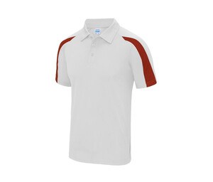 JUST COOL JC043 - Polo de sport contrasté Arctic White / Fire Red