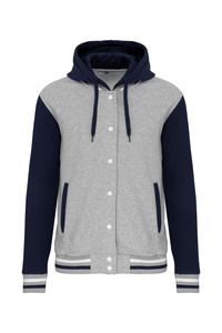 Kariban K4003 - Blouson Teddy à capuche Unisexe Oxford Grey / Navy / White